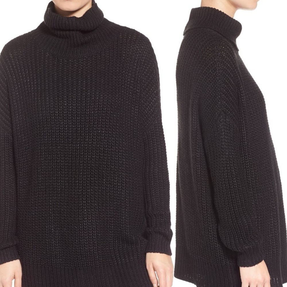Leith oversized black turtleneck sweater